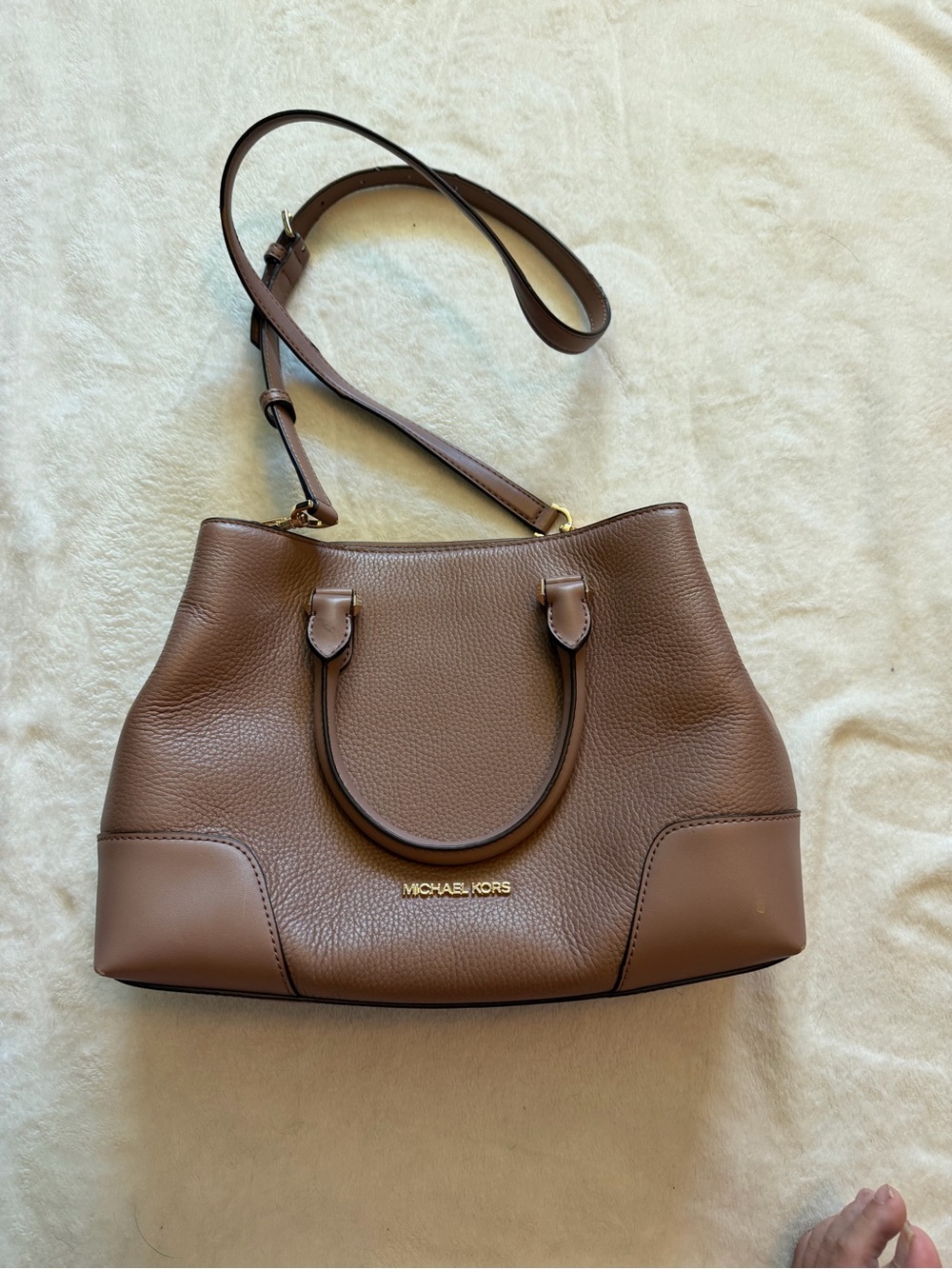 Michael Kors Chestnut Brown Pebbled Leather Satchel